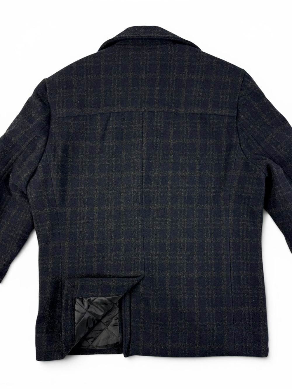 The Normal Brand Lan Navy Plaid Wool Blend Peacoat Jacket Medium NWOT - Picture 9 of 12